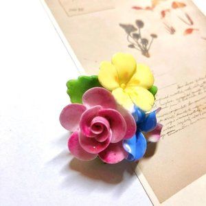 Cara China Staffordshire Flower Brooch